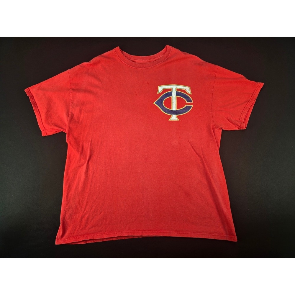 Majestic Joe Mauer #7 Minnesota Twins T Shirt Men's XL Red MLB Baseball Graphic